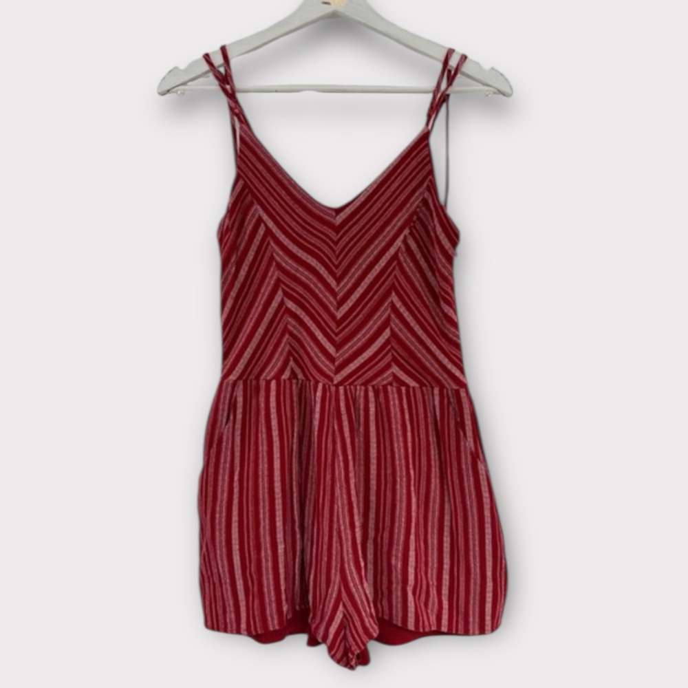 One Clothing Red and White Striped Romper